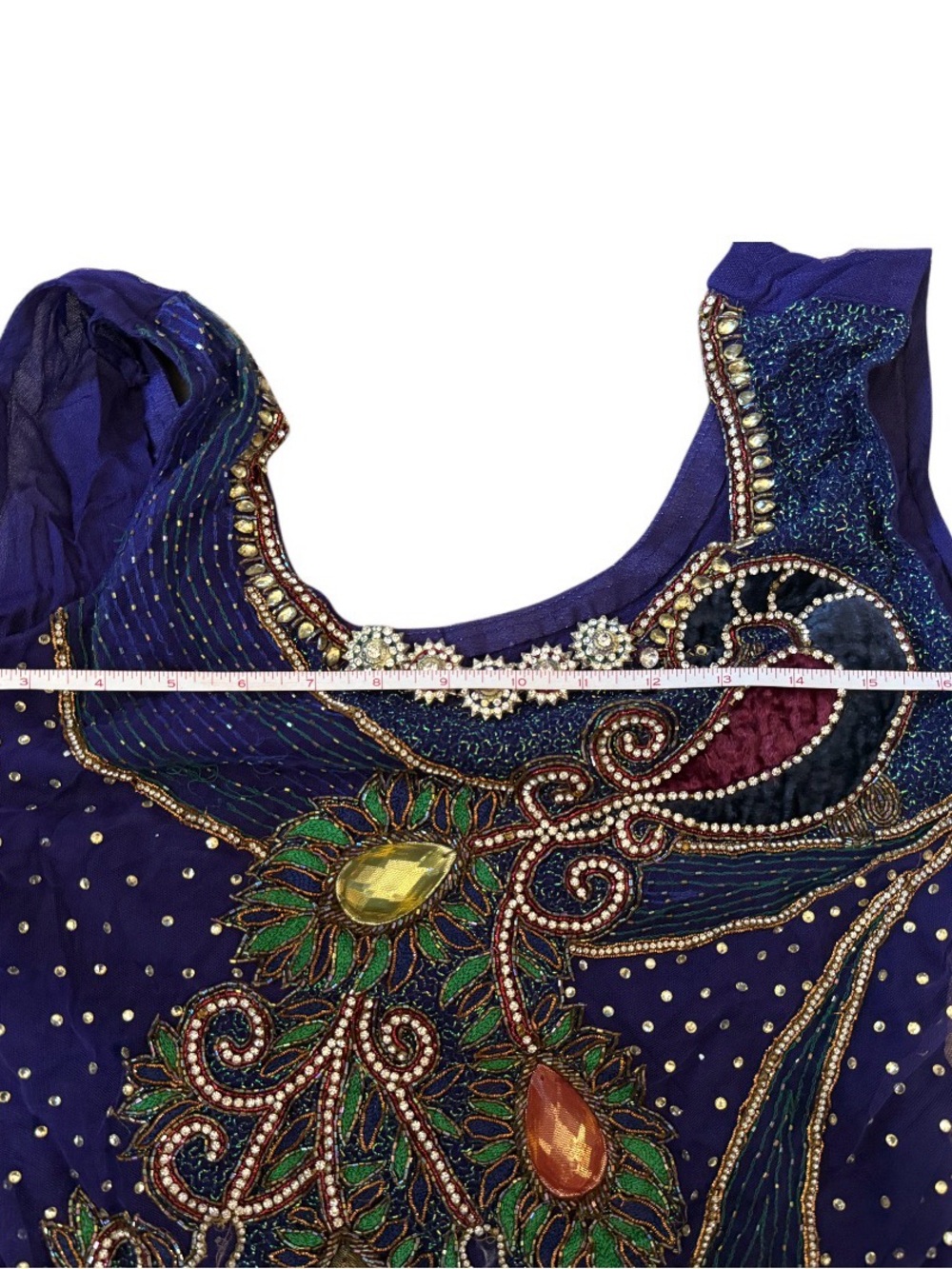 Embellished Peacock Motif Evening dress in Deep Purple